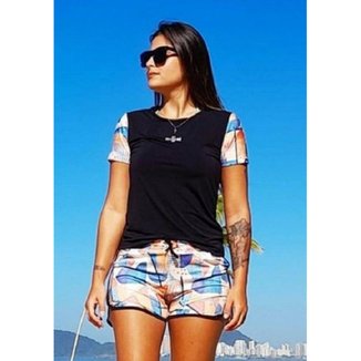 Camiseta Feminina Manga Curta Aquarela Beach Tennis