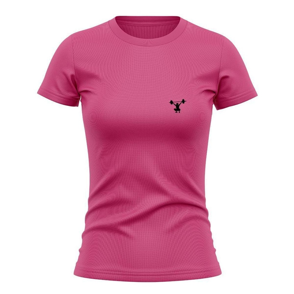 Camiseta Feminina Manga Curta Proteção Solar UV Estampada Agachamento