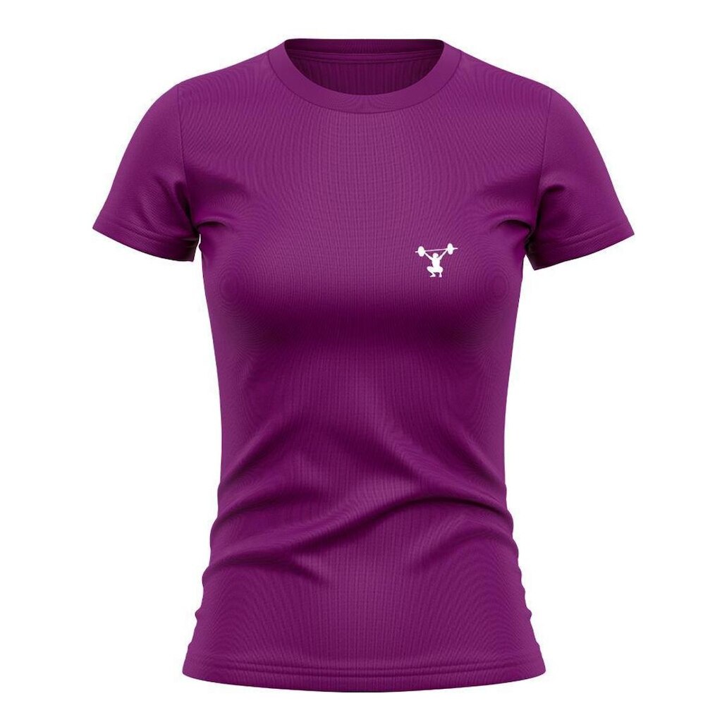 Camiseta Feminina Manga Curta Proteção Solar UV Estampada Agachamento