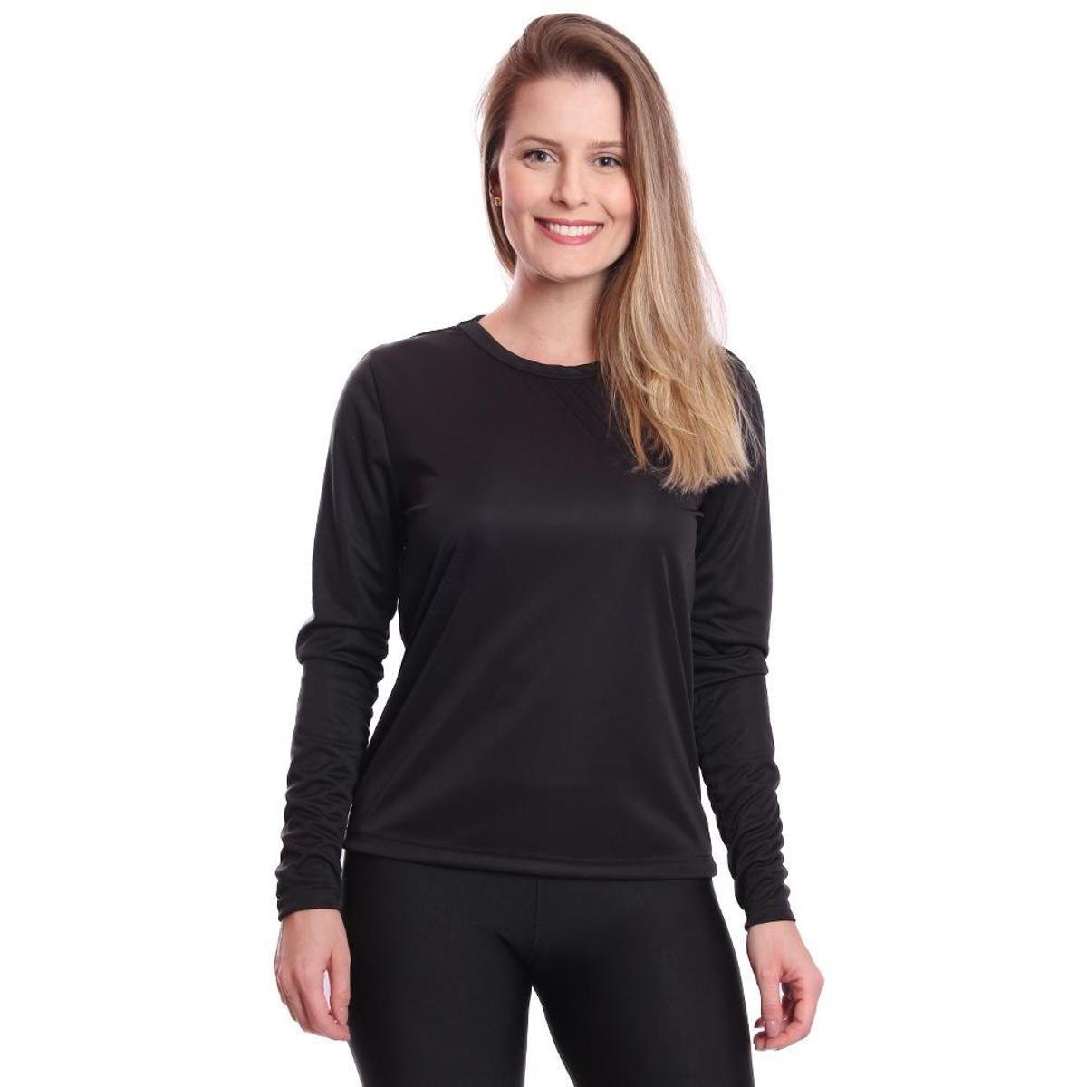 Camiseta Feminina Manga Longa Segunda Pele Térmica Proteção Solar UV 50 Menor preço em Camiseta Feminina Manga Longa Segunda Pele Térmica Proteção Solar UV 50