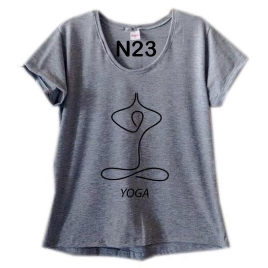 Camiseta Feminina Plus Size Cinza Yoga N23 - Cinza Menor preço em Camiseta Feminina Plus Size Cinza Yoga N23 - Cinza