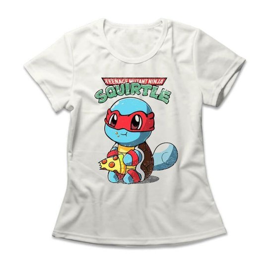 Camiseta Feminina Squirtle Ninja - Off White