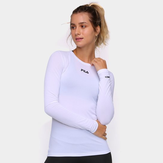 Camiseta Fila Bio Antiviral Manga Longa Feminina - Branco Menor preço em Camiseta Fila Bio Antiviral Manga Longa Feminina - Branco