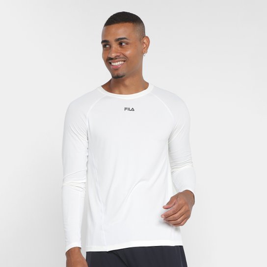 Camiseta Fila Bio II Manga Longa Masculina - Off White Menor preço em Camiseta Fila Bio II Manga Longa Masculina - Off White