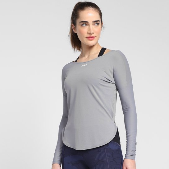 Camiseta Fila Bio Manga Longa Feminina - Cinza Menor preço em Camiseta Fila Bio Manga Longa Feminina - Cinza
