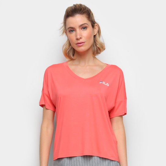 Camiseta Fila Comfy Feminina - Coral Menor preço em Camiseta Fila Comfy Feminina - Coral