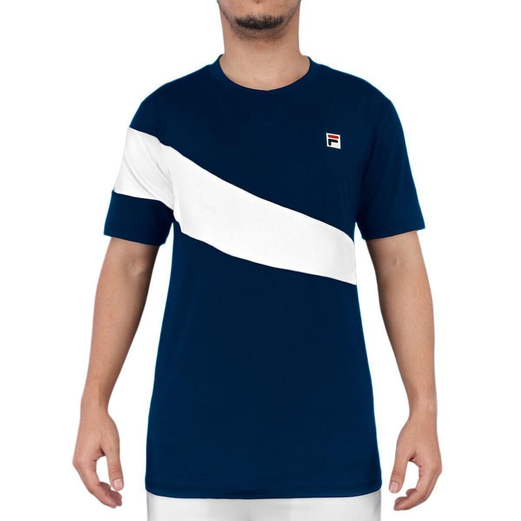 Camiseta Fila Flag Marinho e Branco