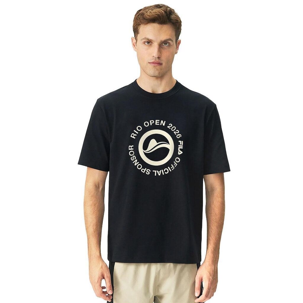 Camiseta Fila Regular Official Sponsor Rio Open 26 Preta