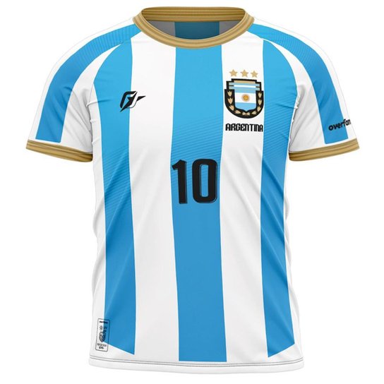 Camiseta Filtro UV Infantil Argentina Albiceleste Tri Campeã - Azul Menor preço em Camiseta Filtro UV Infantil Argentina Albiceleste Tri Campeã - Azul