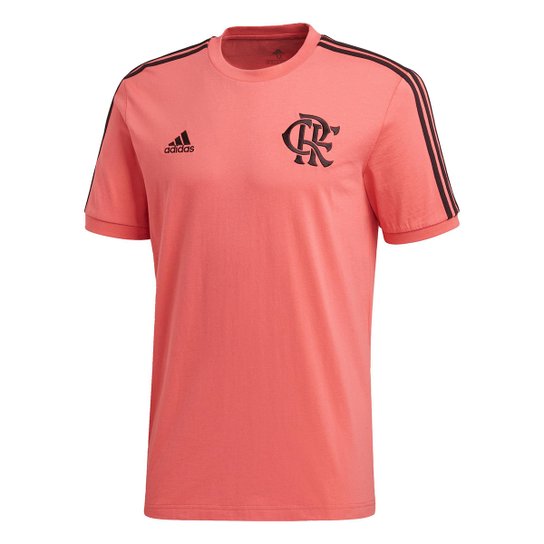 Camiseta Flamengo Adidas 3-Stripes Masculina - Rosa Menor preço em Camiseta Flamengo Adidas 3-Stripes Masculina - Rosa