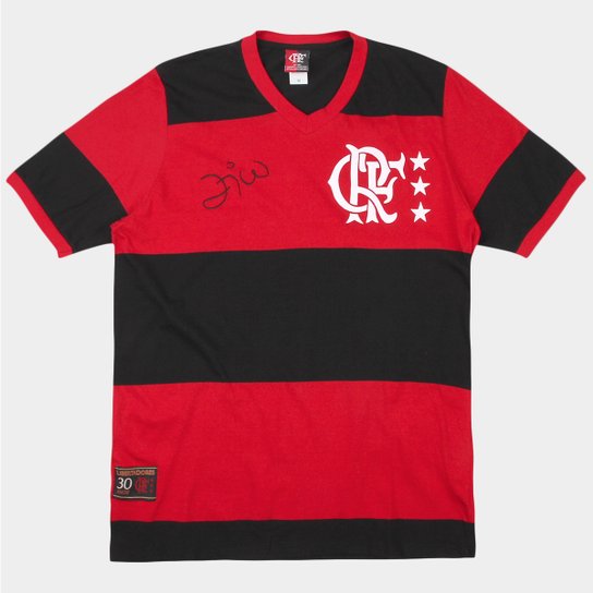 Camiseta Flamengo Retrô Zico Masculina - Preto+Vermelho Menor preço em Camiseta Flamengo Retrô Zico Masculina - Preto+Vermelho