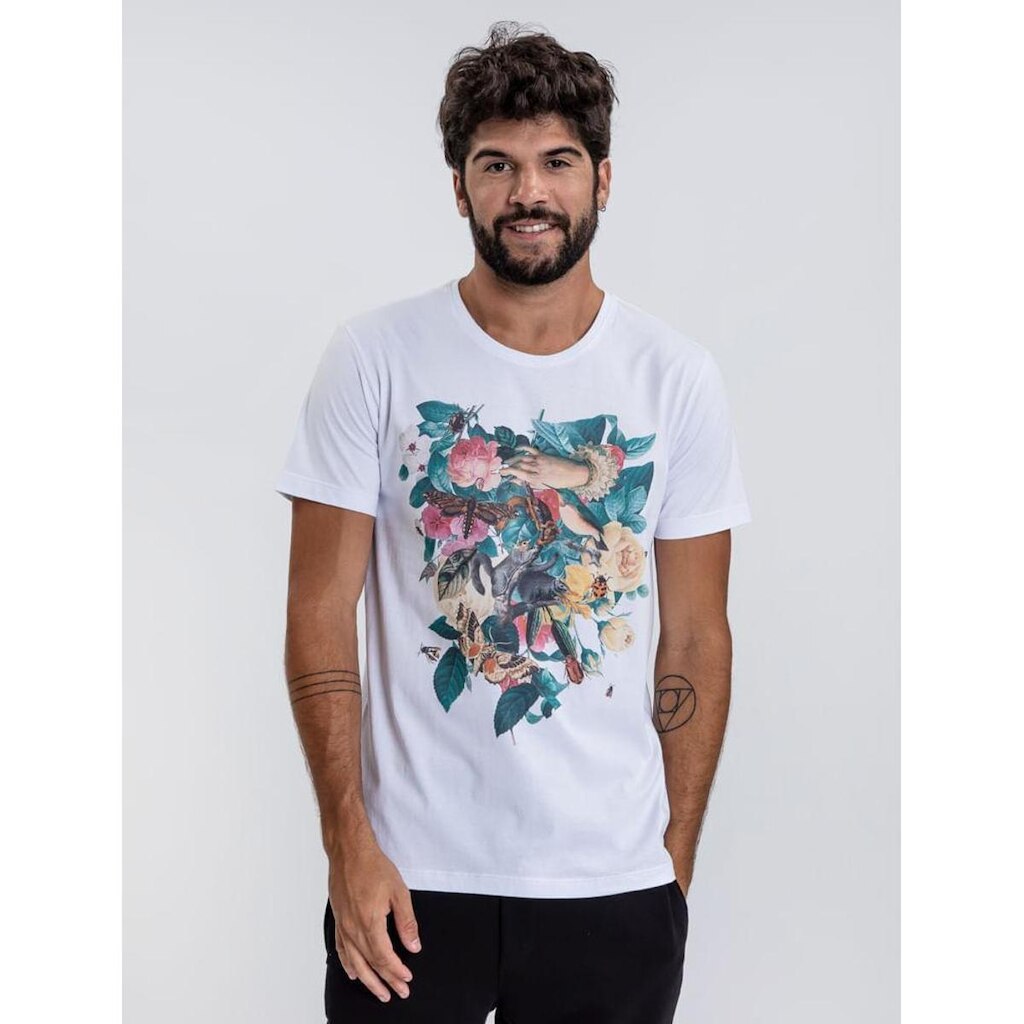 Camiseta Floral Turquesa-GG