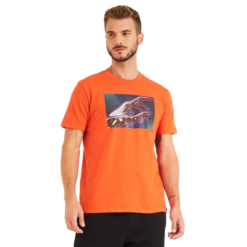 Camiseta Forum Masculina Slim Abstract Hand Laranja