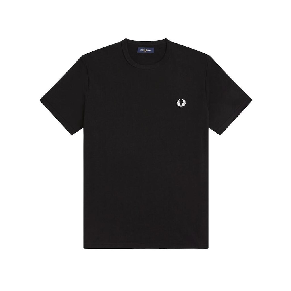 Camiseta Fred Perry Masculina Regular Ringer Logo Preta