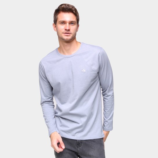 Camiseta Gajang Básica Logo Manga Longa Masculina - Cinza Menor preço em Camiseta Gajang Básica Logo Manga Longa Masculina - Cinza