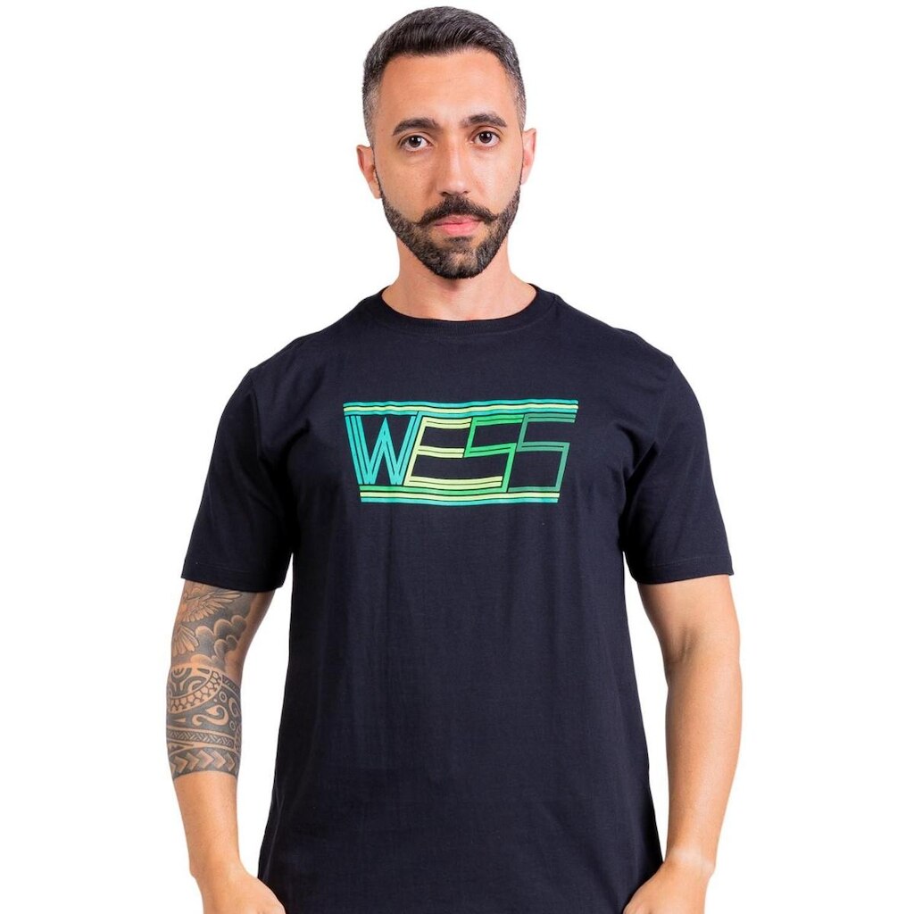 Camiseta Geometric Parallel Preta He Wess Clothing