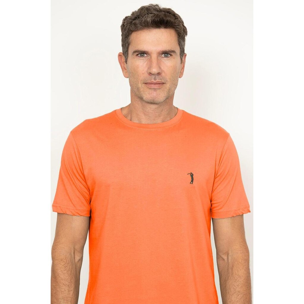 Camiseta Gola Careca Básica Laranja