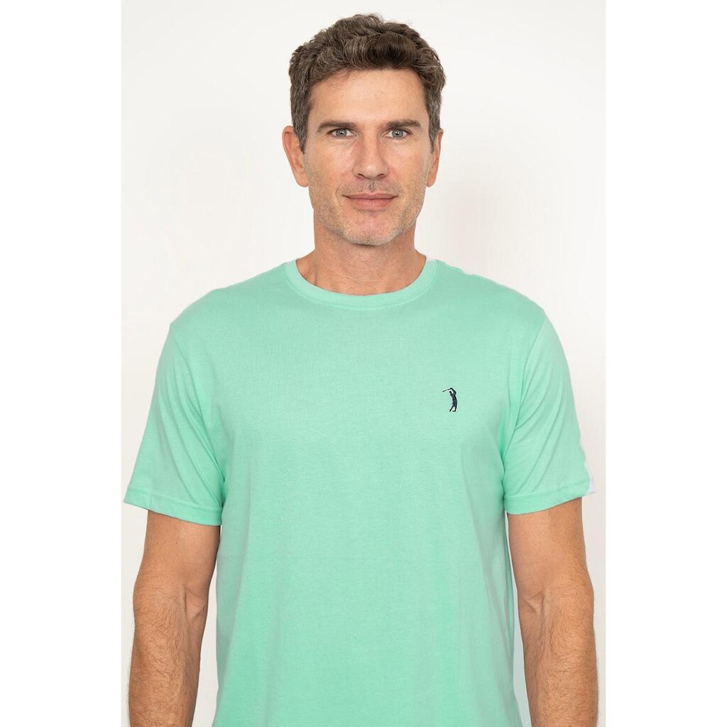 Camiseta Gola Careca Básica Verde Claro