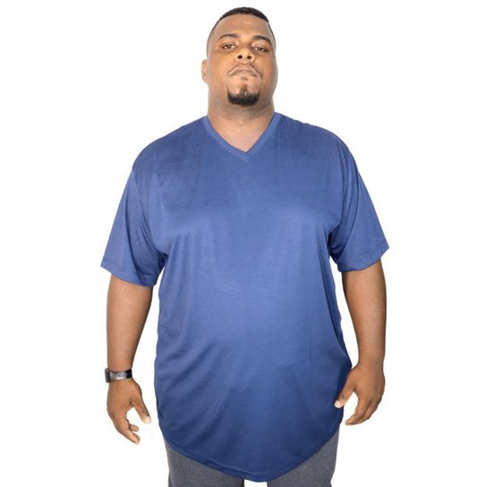 Camiseta Gola V Plus Size Masculina Básica G1 G2 G3 - Marinho Menor preço em Camiseta Gola V Plus Size Masculina Básica G1 G2 G3 - Marinho
