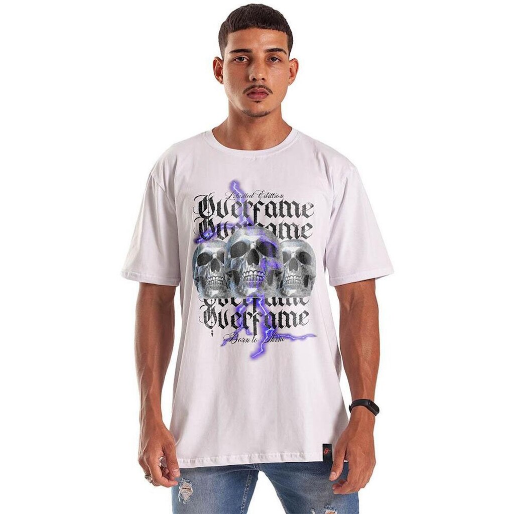Camiseta Grafics Oversized Branco Skull Ray