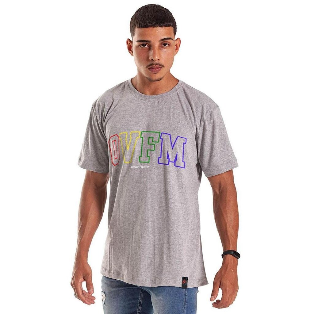 Camiseta Grafics Oversized Cinza Mescla OVFM