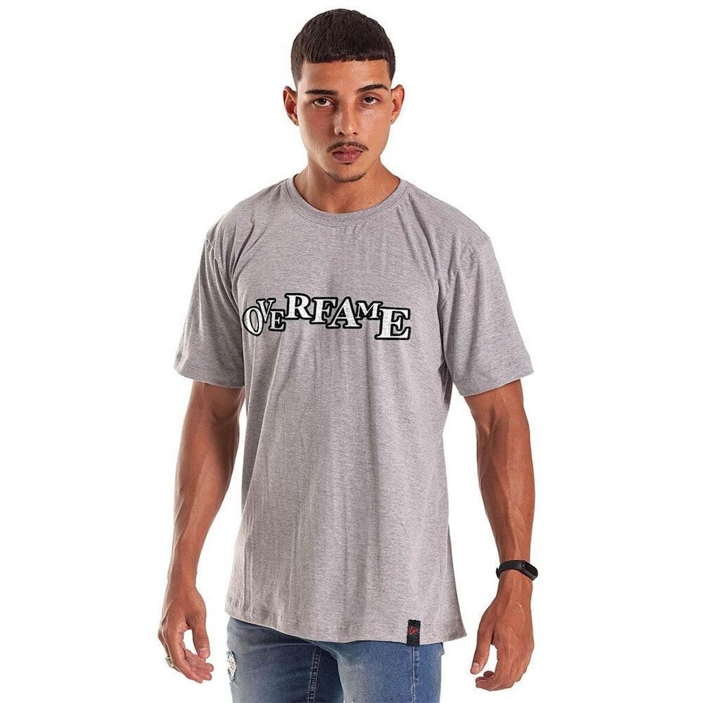 Camiseta Grafics Oversized Cinza Mescla Scrolled Bow
