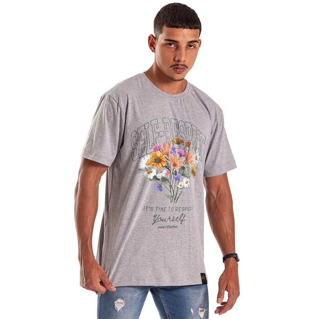 Camiseta Grafics Oversized Cinza Mescla Self Respect