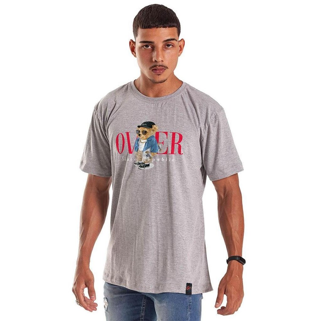 Camiseta Grafics Oversized Cinza Mescla Skate Republic