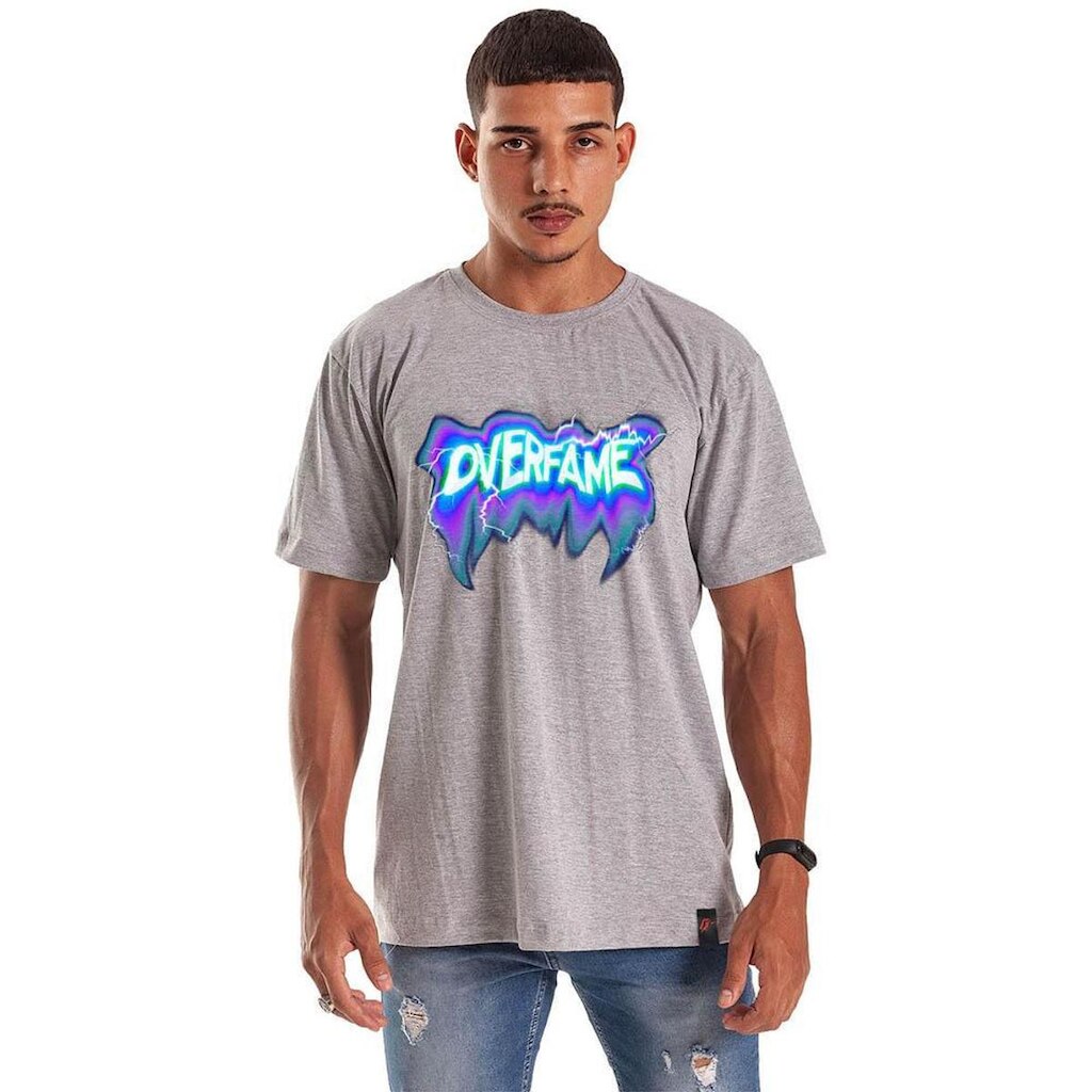 Camiseta Grafics Oversized Cinza Mescla Spectrum Ray