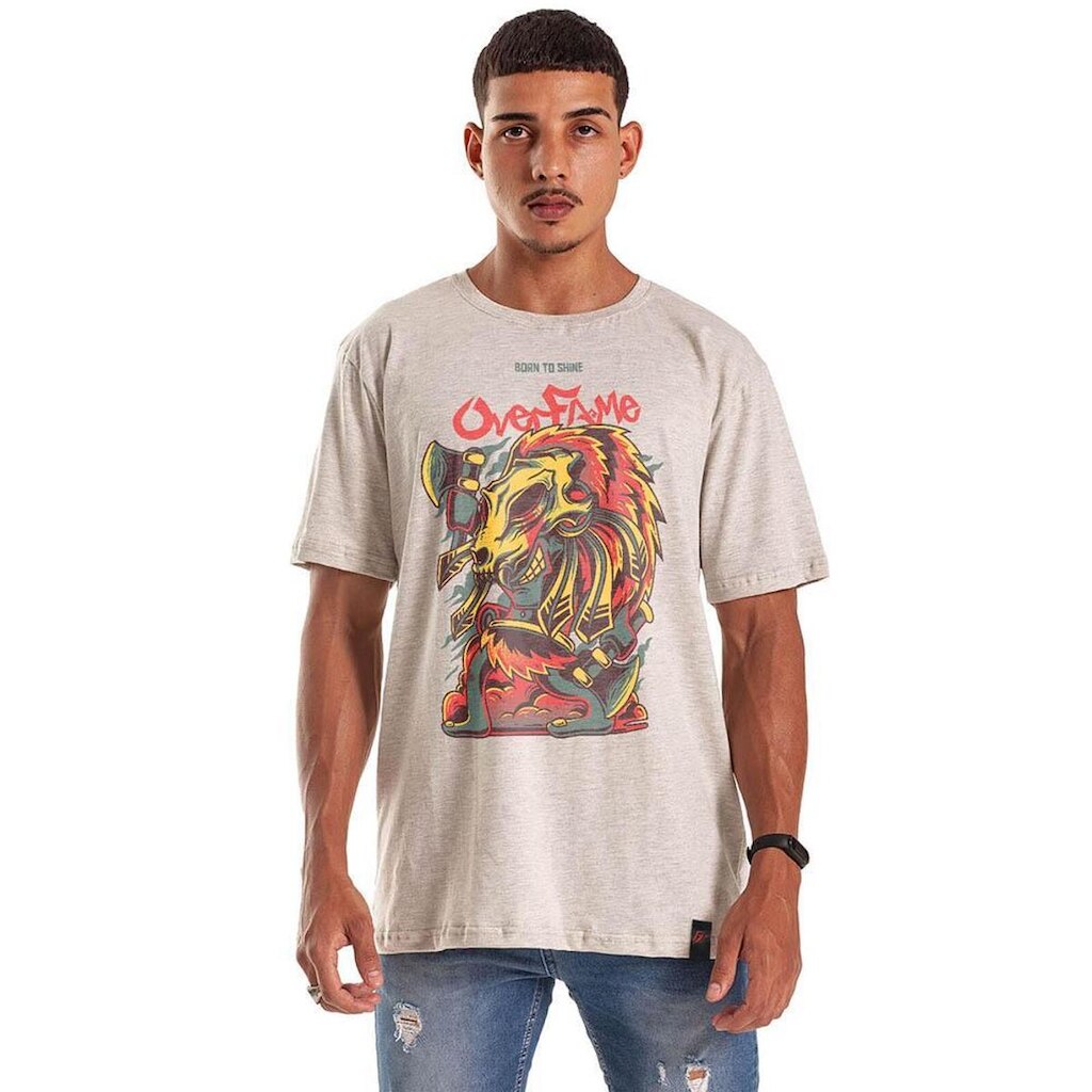 Camiseta Grafics Oversized Off-White Mescla Tribal Hunter