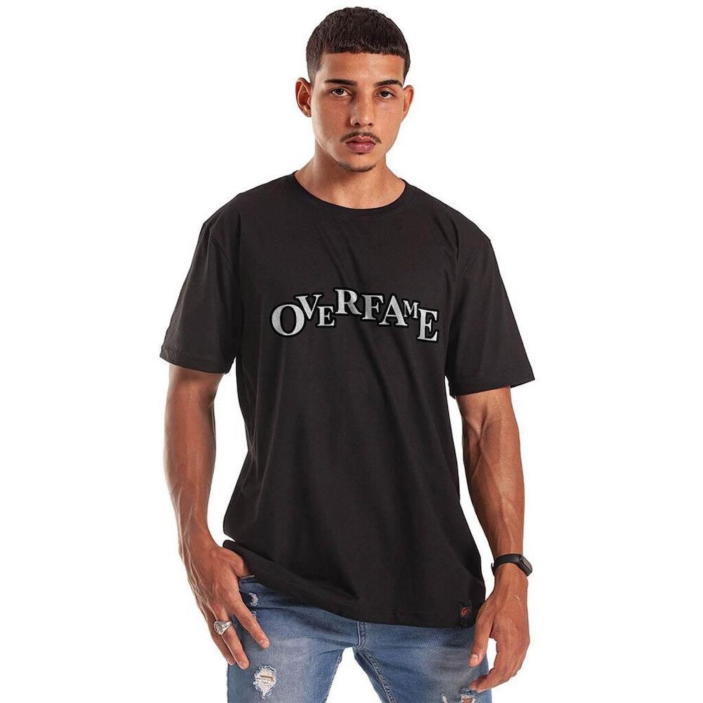 Camiseta Grafics Oversized Preto Scrolled Bow