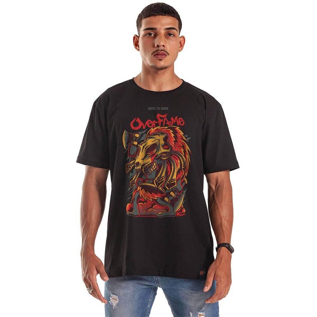 Camiseta Grafics Oversized Preto Tribal Hunter