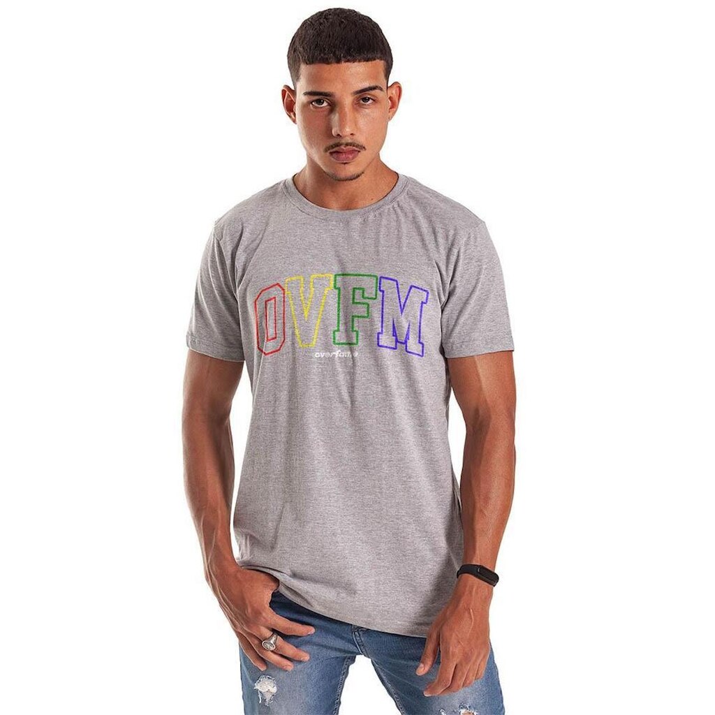 Camiseta Grafics Slim Cinza Mescla OVFM