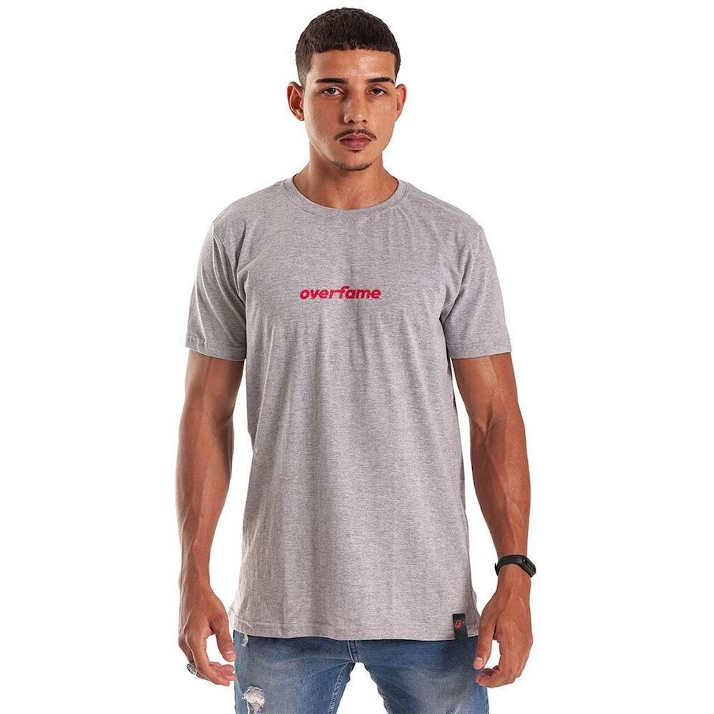 Camiseta Grafics Slim Cinza Mescla Red Logo