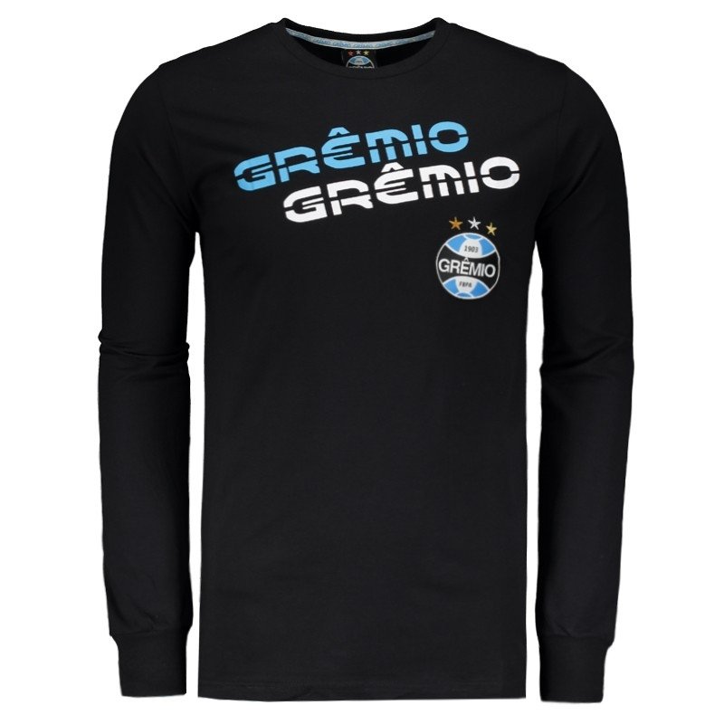 Camiseta Gremio Manga Longa Masculina Preto Netshoes