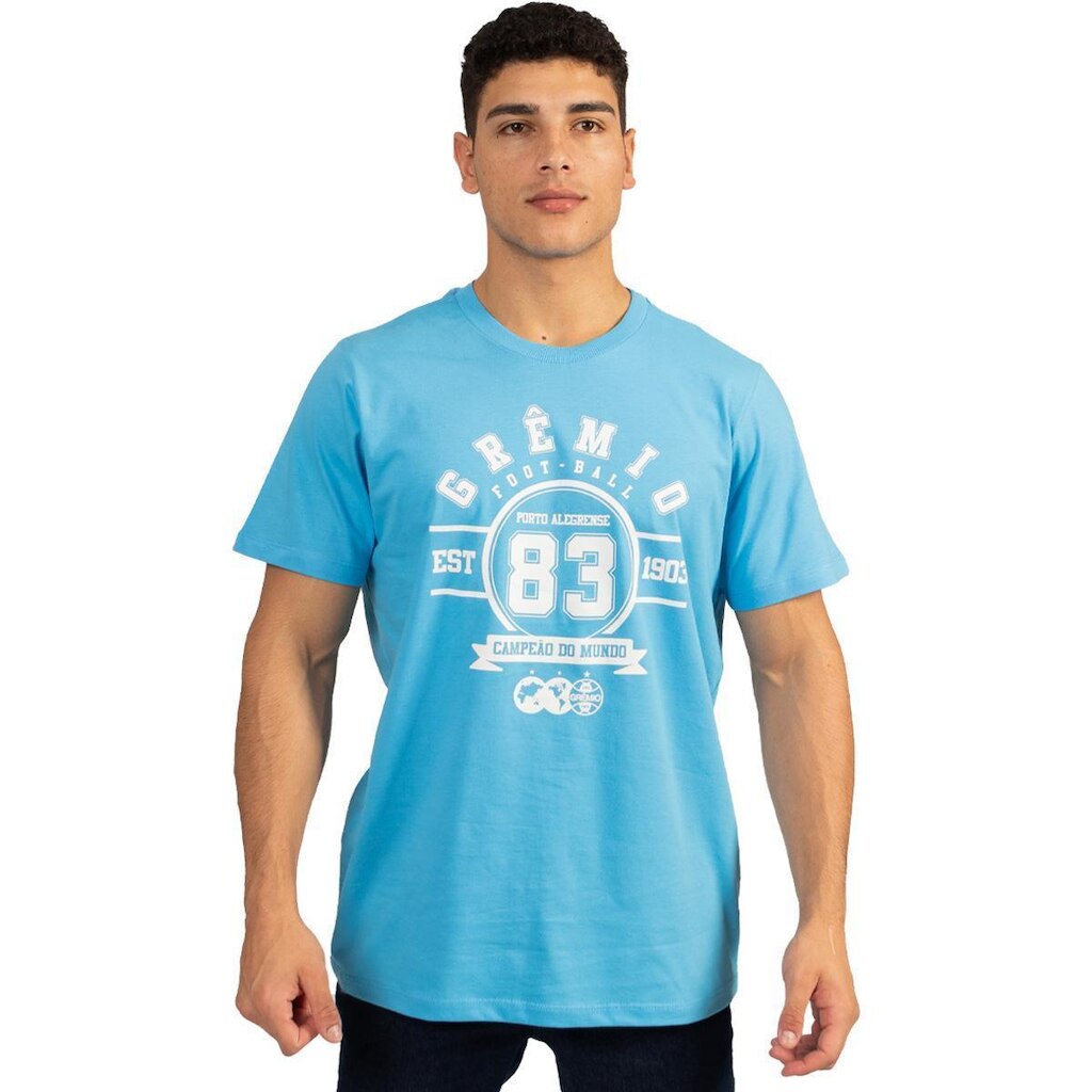 Camiseta Grêmio Oficial Azul Algodão Masculina