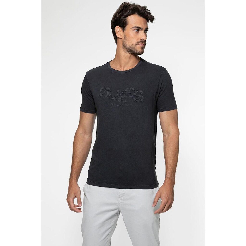 Camiseta Guess Aplique Sarja Preto