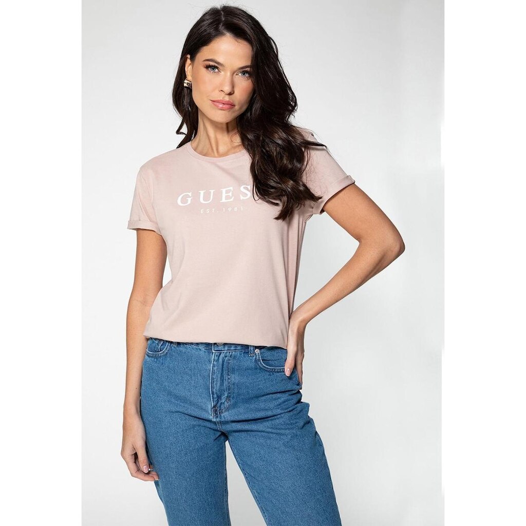 Camiseta Guess Escrita Est. 1981 Rosa Claro