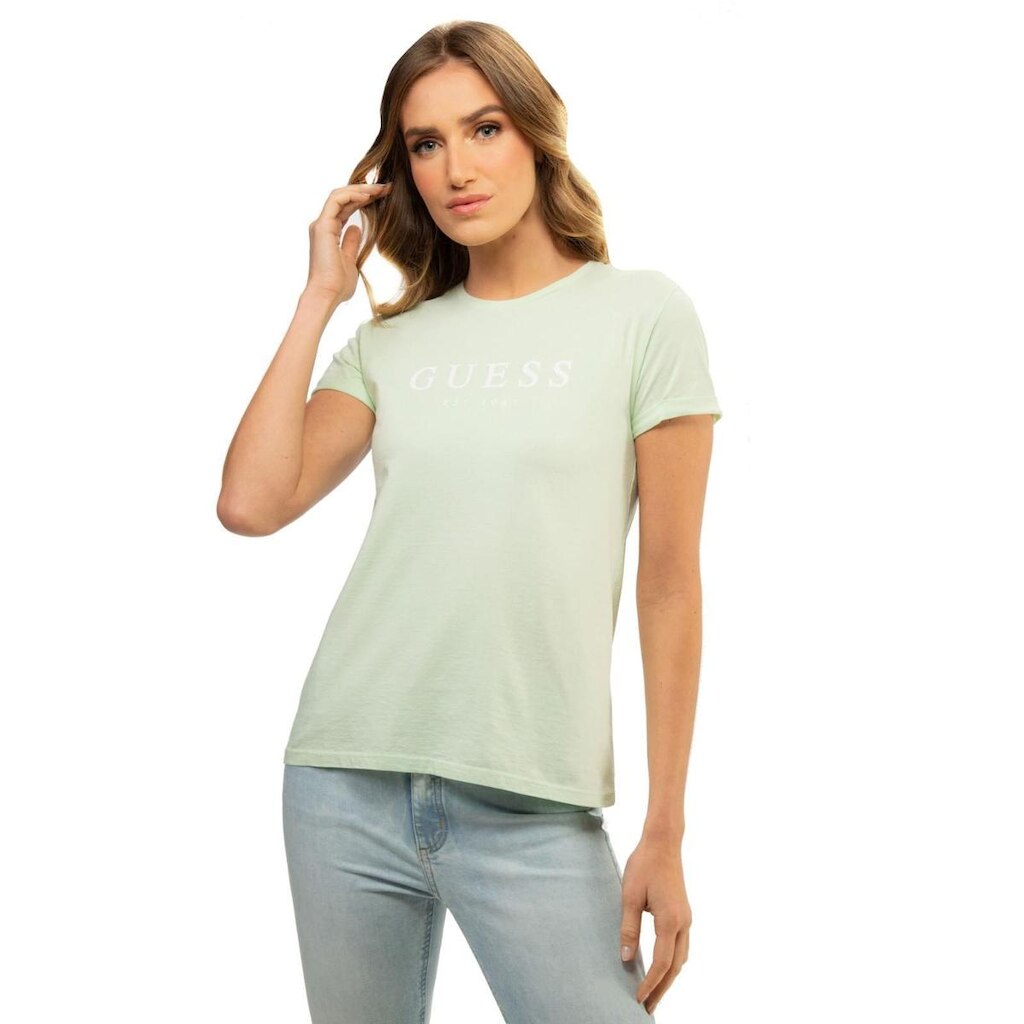 Camiseta Guess Escrita Est. 1981 Verde Água