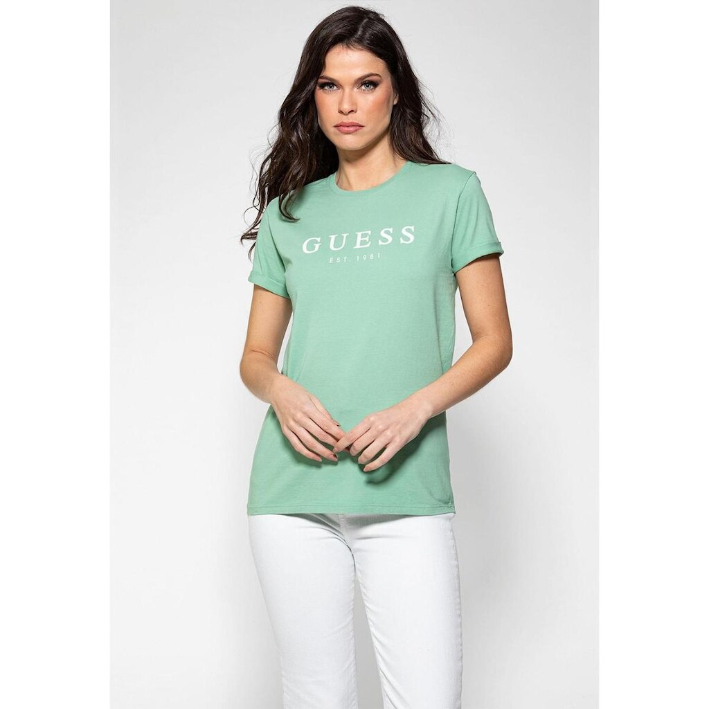 Camiseta Guess Escrita Est. 1981 Verde Claro