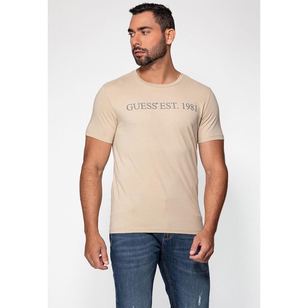 Camiseta Guess Est 1981 Relevo Bege