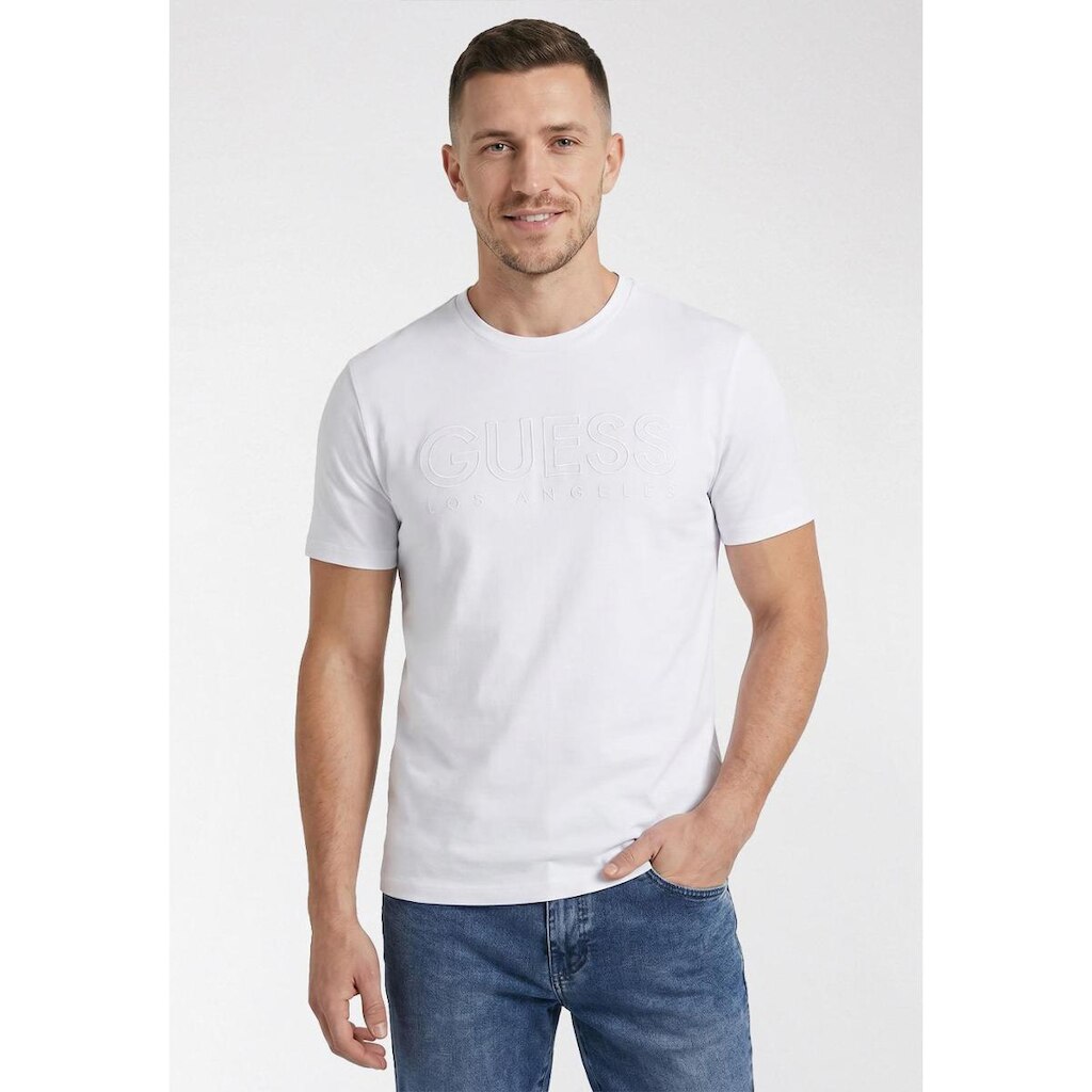 Camiseta Guess Logo Bordado Branco