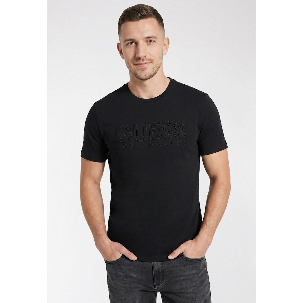 Camiseta Guess Logo Bordado Preto