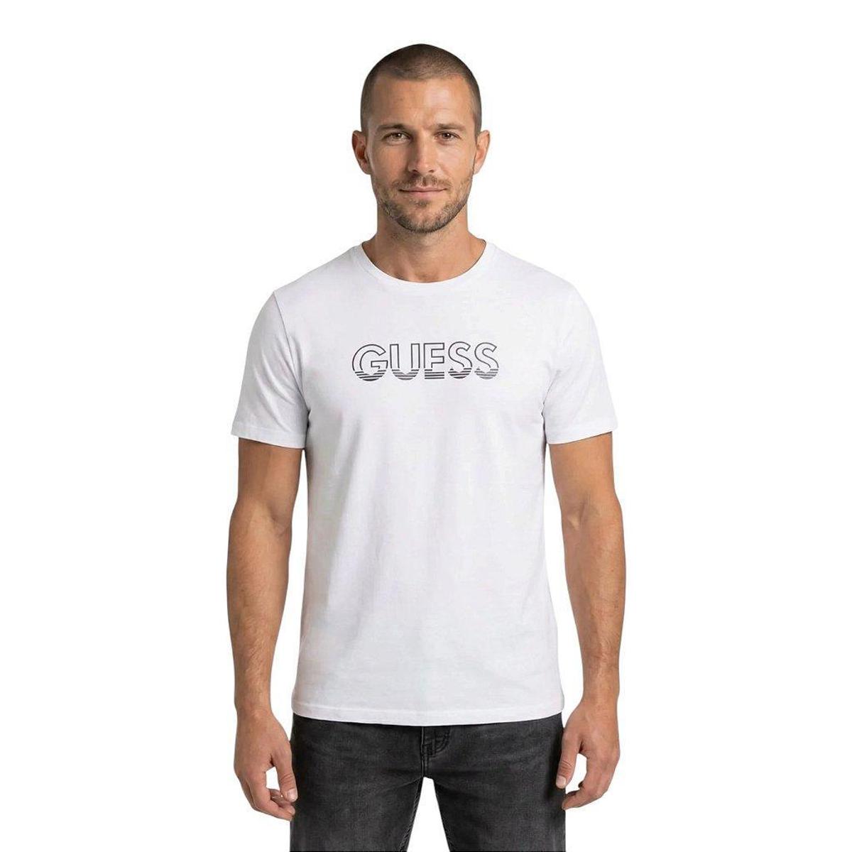 Camiseta Guess Logo Furta Masculino Branco - Branco | Netshoes