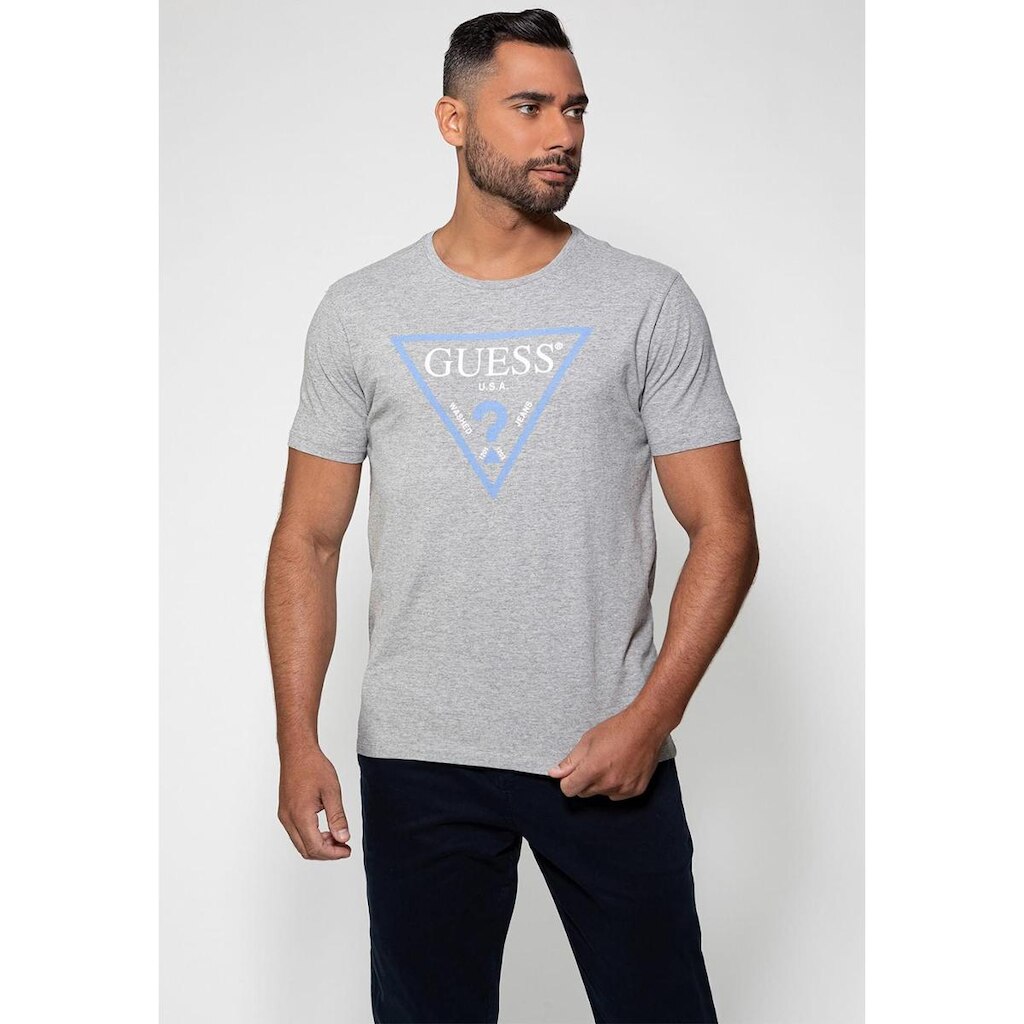 Camiseta Guess Logo Triangulo Vazado Cinza