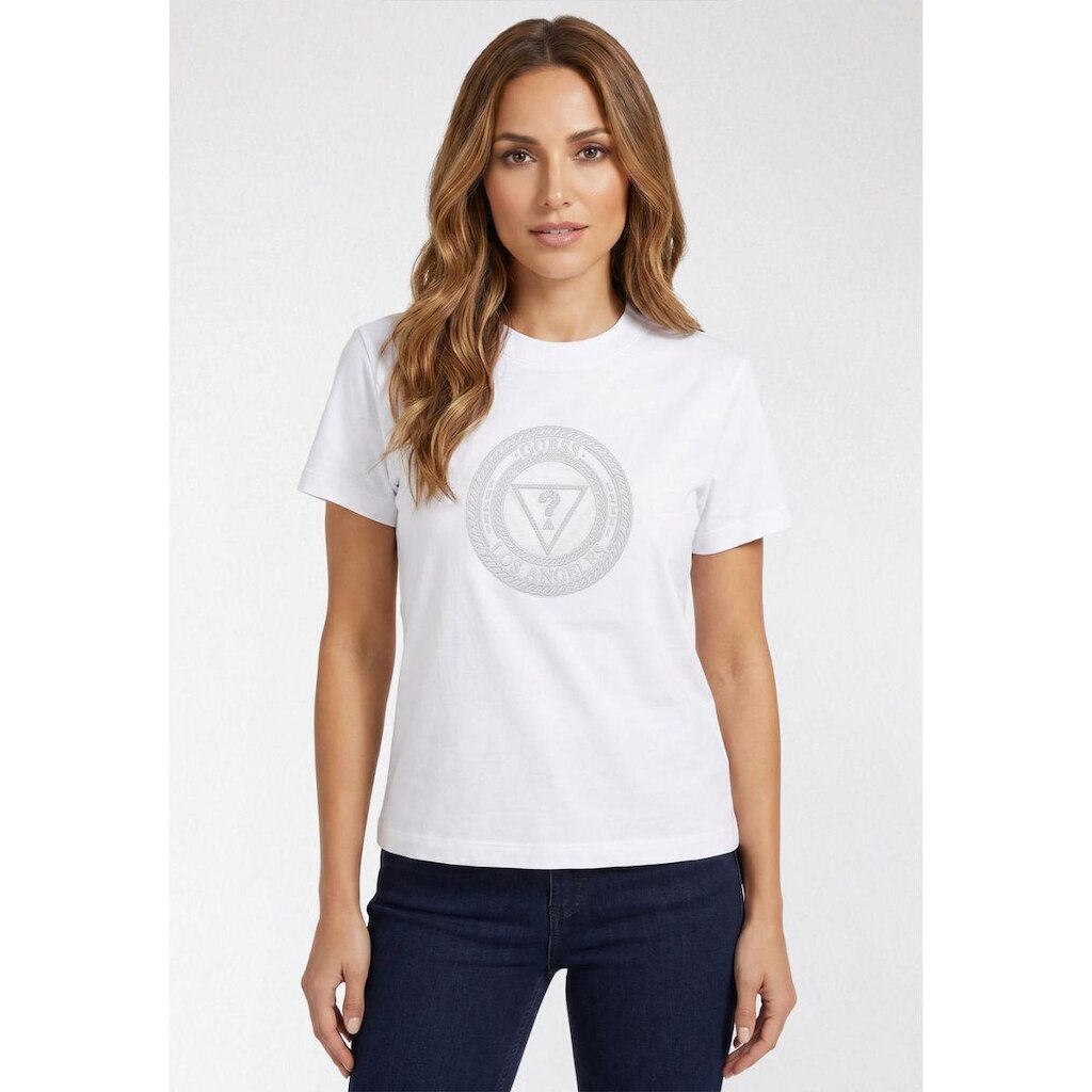 Camiseta Guess Mandala Silk Relevo Branco