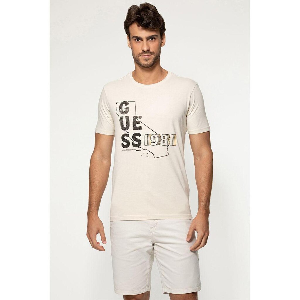 Camiseta Guess Mapa Califórnia 1981 Bege