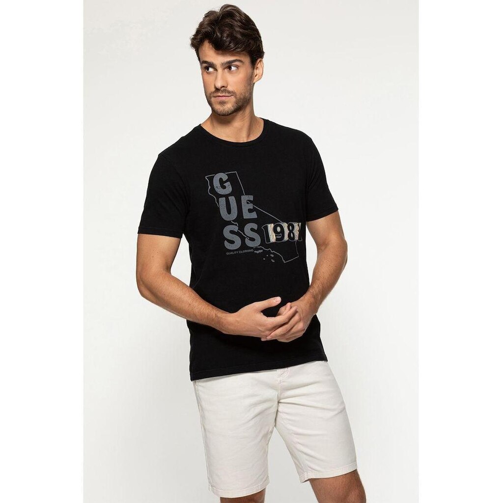 Camiseta Guess Mapa Califórnia 1981 Preto