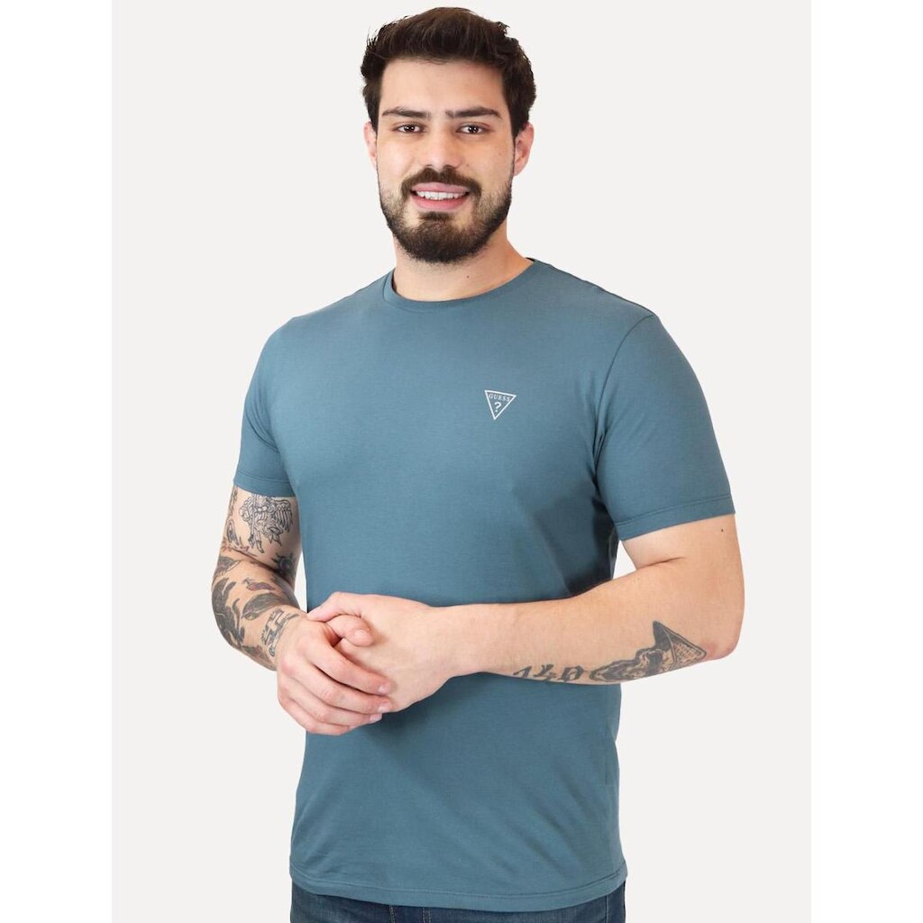 Camiseta Guess Masculina Light Icon Azul Turquesa