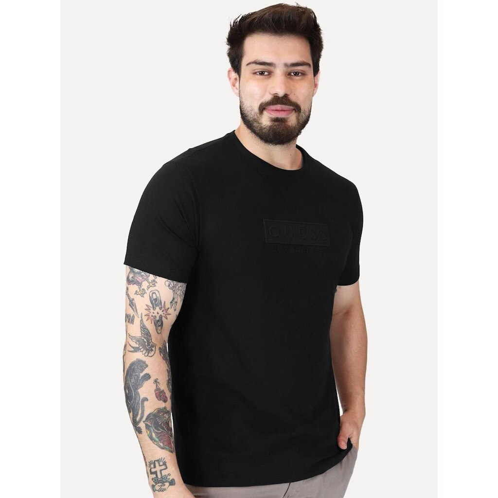 Camiseta Guess Masculina Los Angeles Embroidery Logo Preto